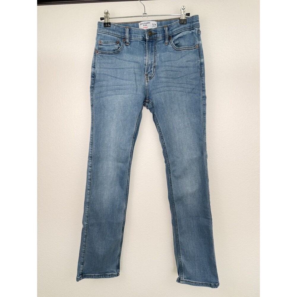 Abercrombie Kids Boys Straight Jeans 13/14 Adjustable Waist Stretch Denim